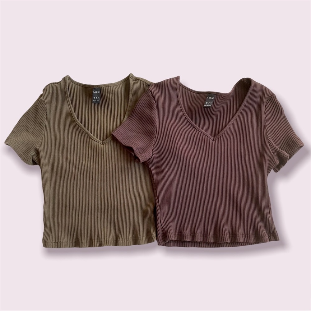 Set of 2 crop tops army green and brown